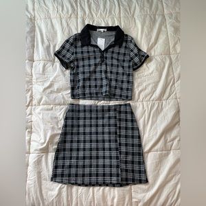 Blank plain cropped polo shirt and skirt